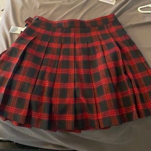Red and black plaid skirt